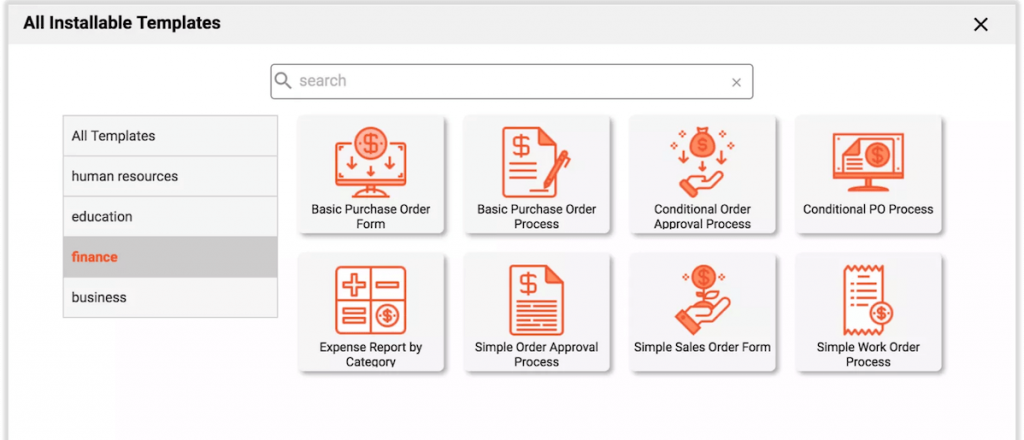 frevvo has various template options available for preview and download.